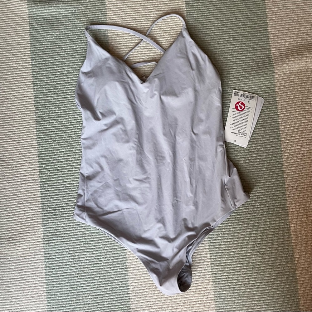 lululemon athletica Light Gray One-Piece Swimsuit with Cross Back Straps